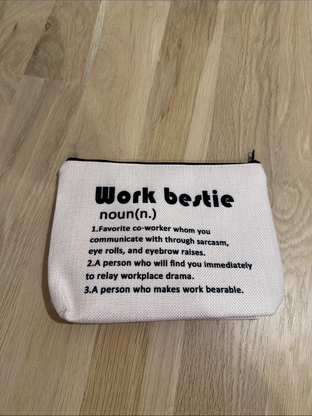 Work Bestie Canvas Zipper Pouch - White
